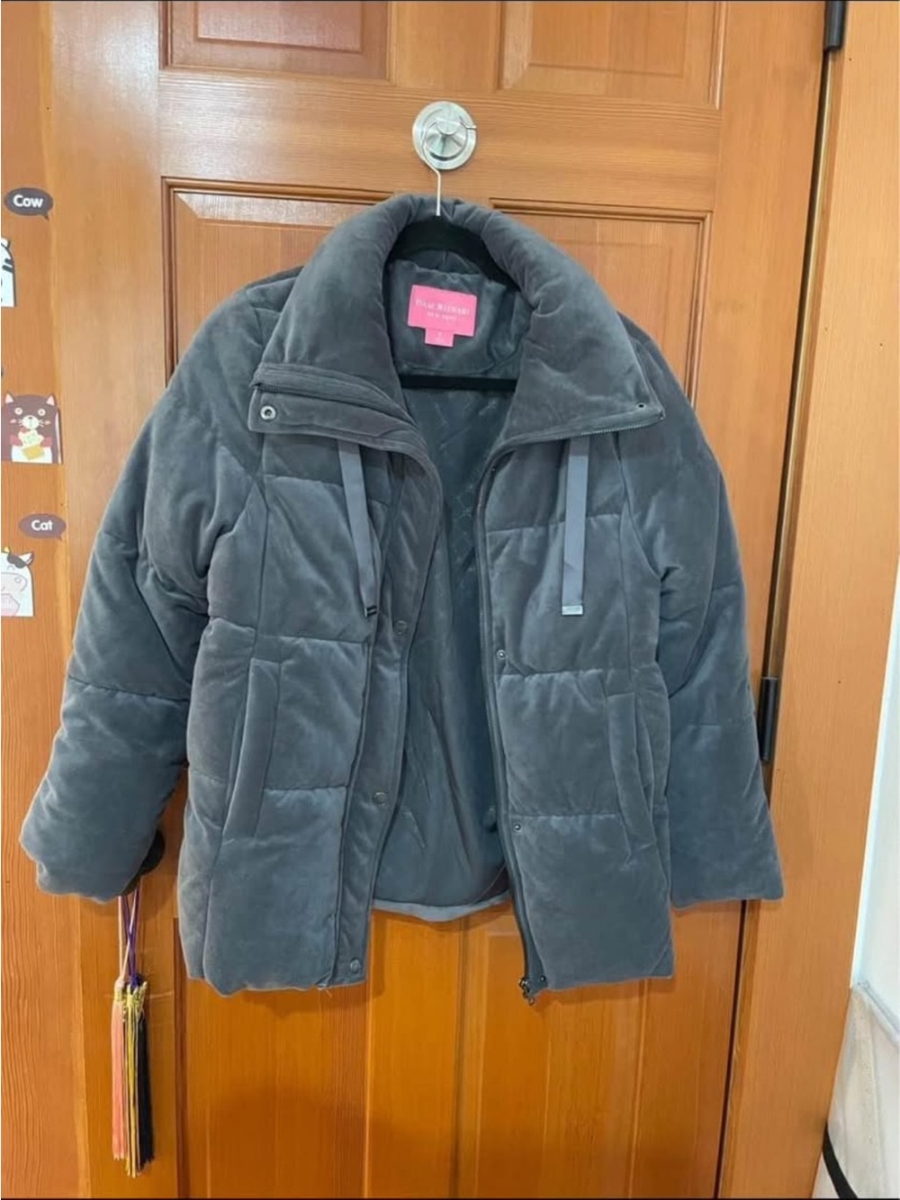 Isaac Mizrahi velvet grey women’s puffer jacket